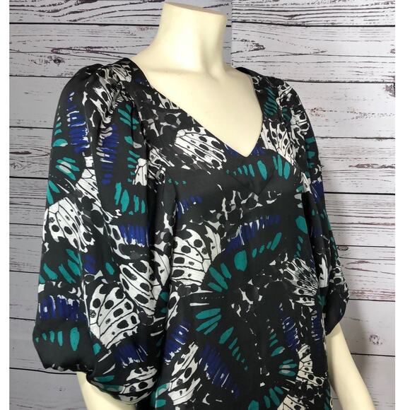 BCBG generation sheath dress, balloon sleeves  in black with green, blue size 6 - Picture 4 of 12